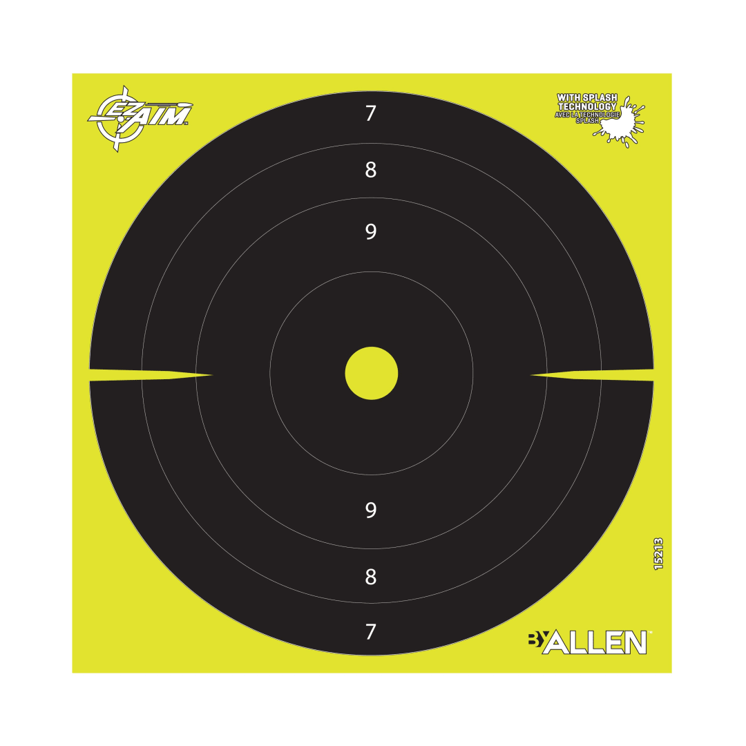 EZ Aim® Reactive Bullseye Paper Shooting Targets, 8"W x 8"H, 25-Pack, Black/Chartreuse