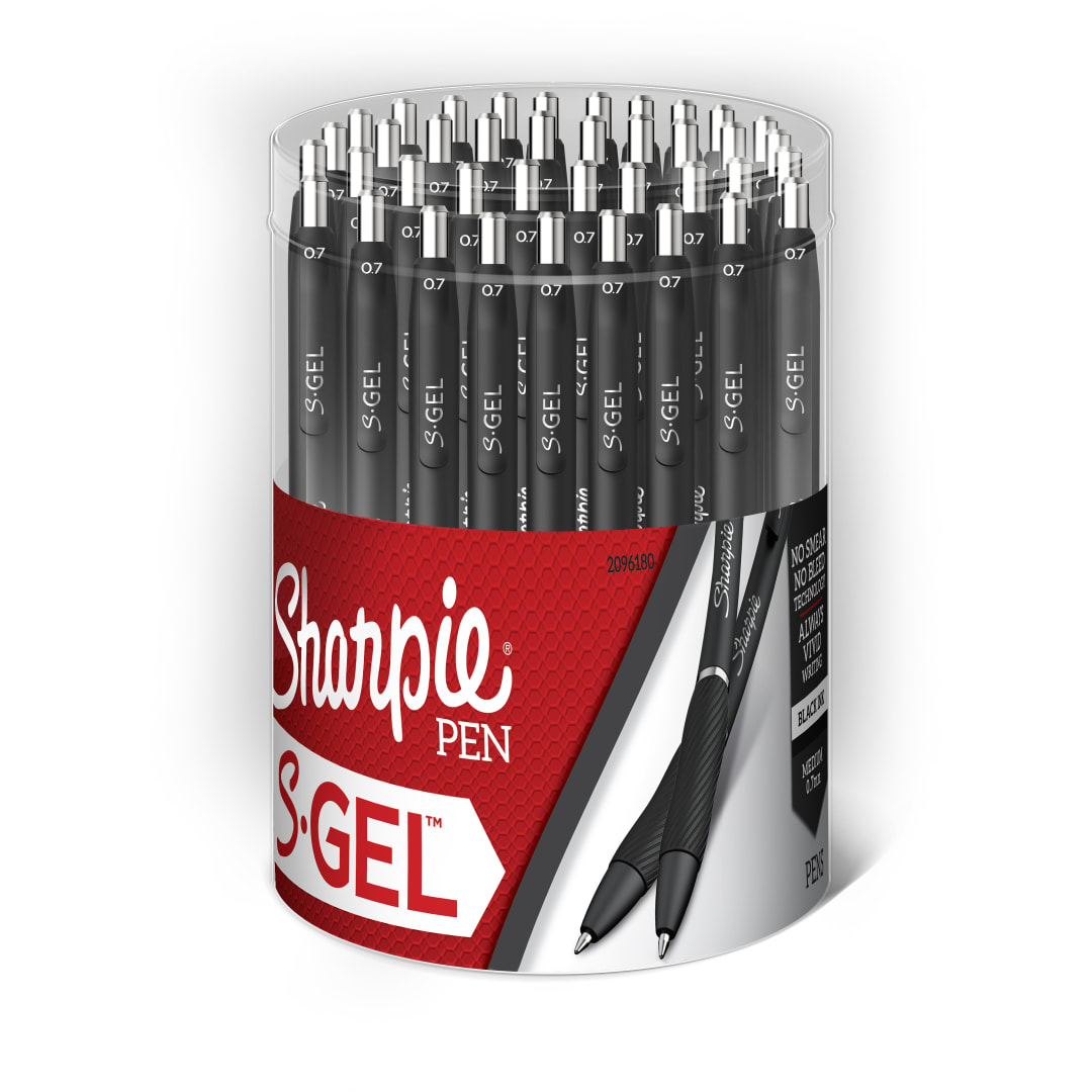 Sharpie® S-Gel, Gel Pens, Medium Point (0.7mm), Black Ink Gel Pen, With Cannister, 36 Count