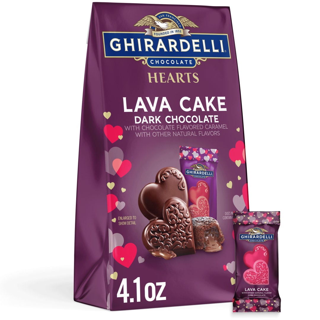GHIRARDELLI Dark Chocolate Lava Cake Hearts, 4.1 oz Bag