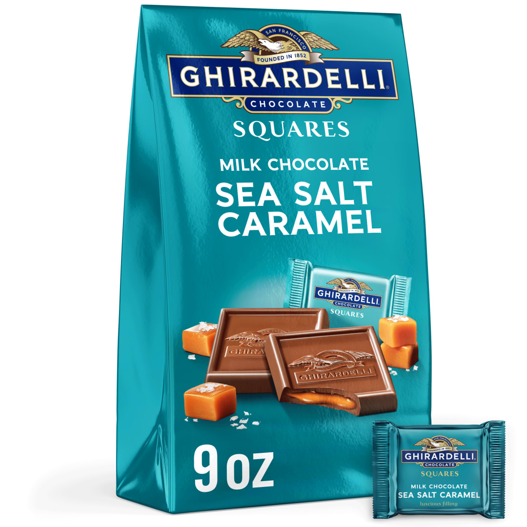 GHIRARDELLI Milk Chocolate Sea Salt Caramel Chocolate Squares, 9 oz Bag