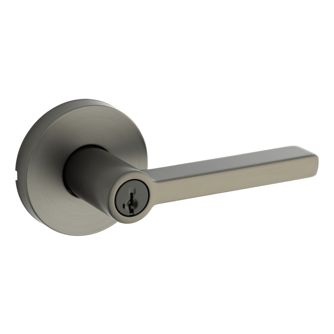 Halifax Keyed Entry Lever featuring SmartKey Security™ w/ Round Rose in Gunmetal
