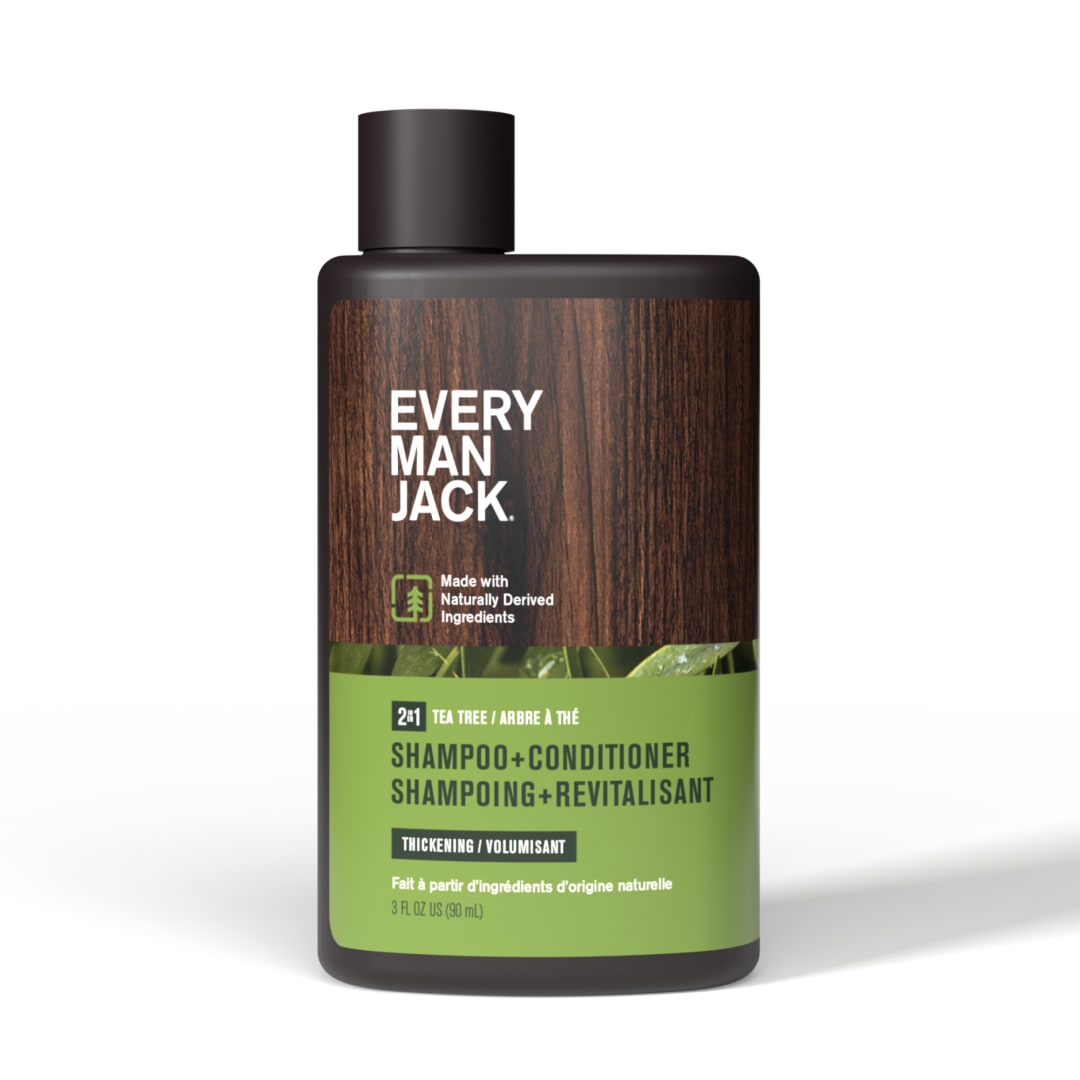 Every Man Jack Tea Tree 2-in-1 Shampoo + Conditioner Travel Flask, 90ml