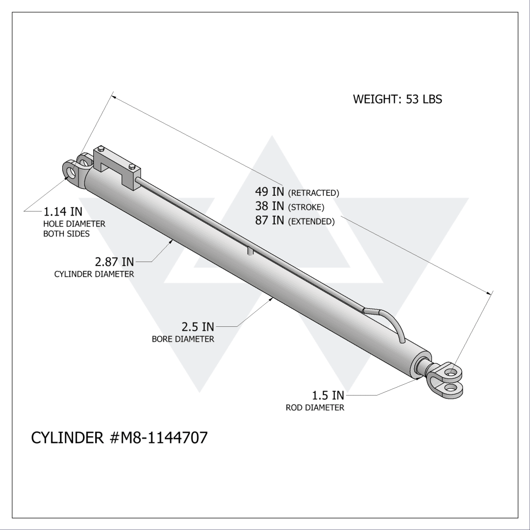 Wastebuilt® Replacement for McNeilus Tailgate Cylinder (2.5" X 1.5" X 38")