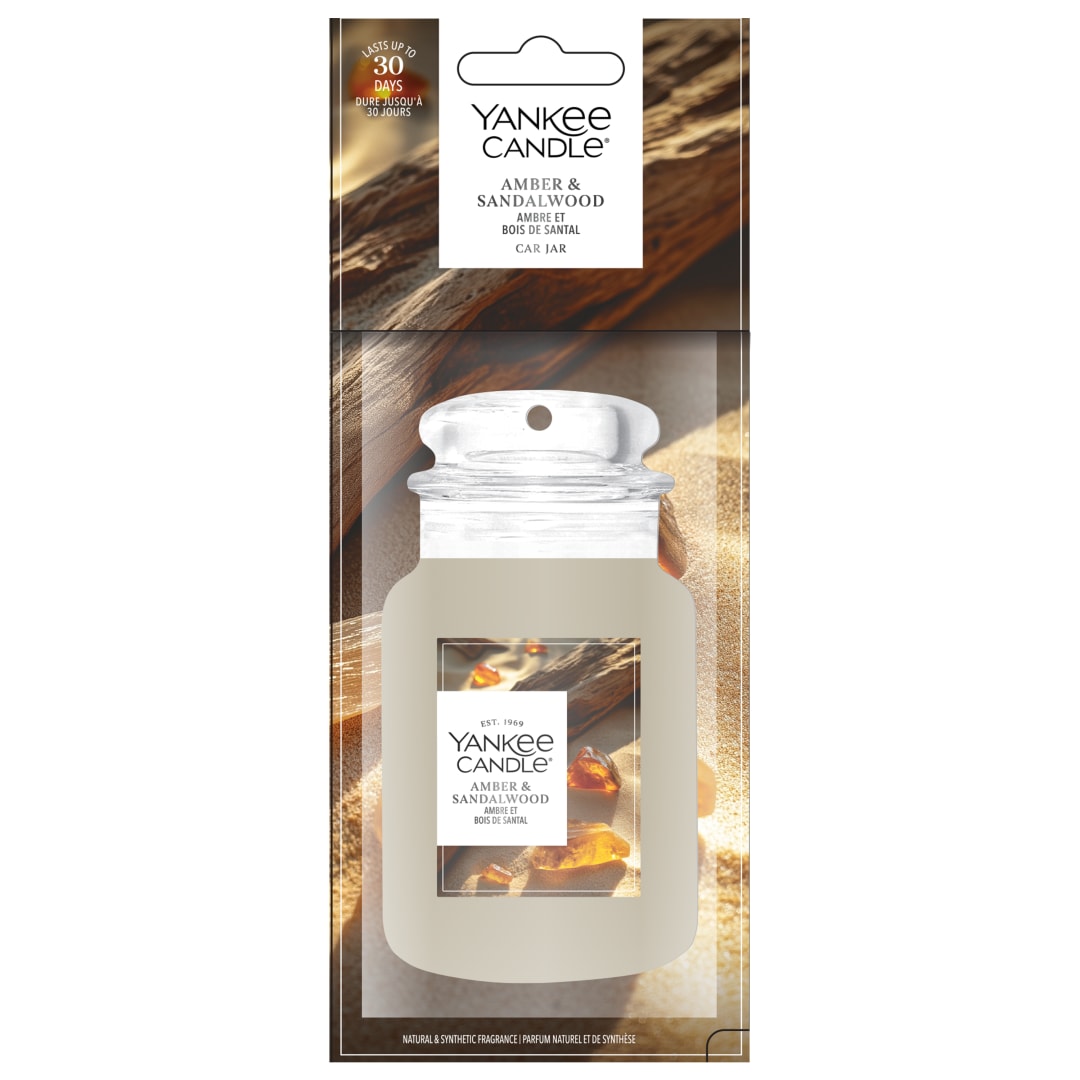 Yankee Candle | Car Jar | Ámbar y Sándalo | Para coches y pequeños espacios en casa | Hasta 30 días