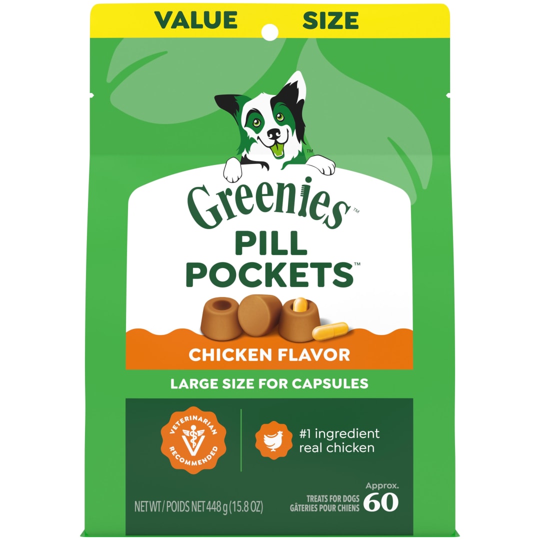 GREENIES PILL POCKETS Capsule Size Natural Dog Treats Chicken Flavor, 15.8 oz. Value Pack (60 Treats)