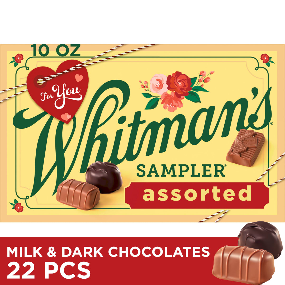 WHITMAN'S SAMPLER Valentine's Day Assorted Milk & Dark Chocolate Candy Gift Box, 10 oz.