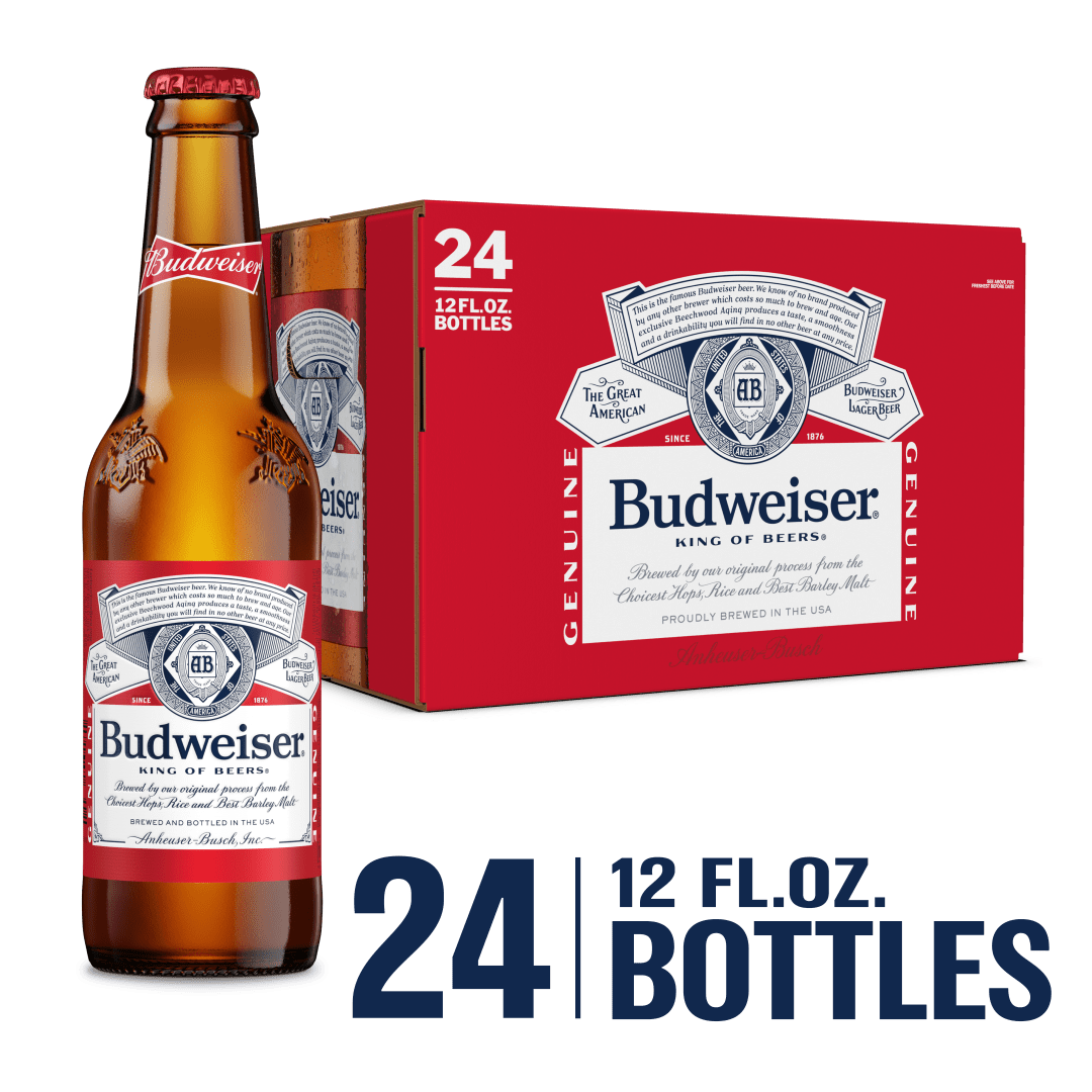 Budweiser 24x12 oz Glass Bottles Snug CARTON - Coding on TWO Sides - National - Aqueous - Spec Update