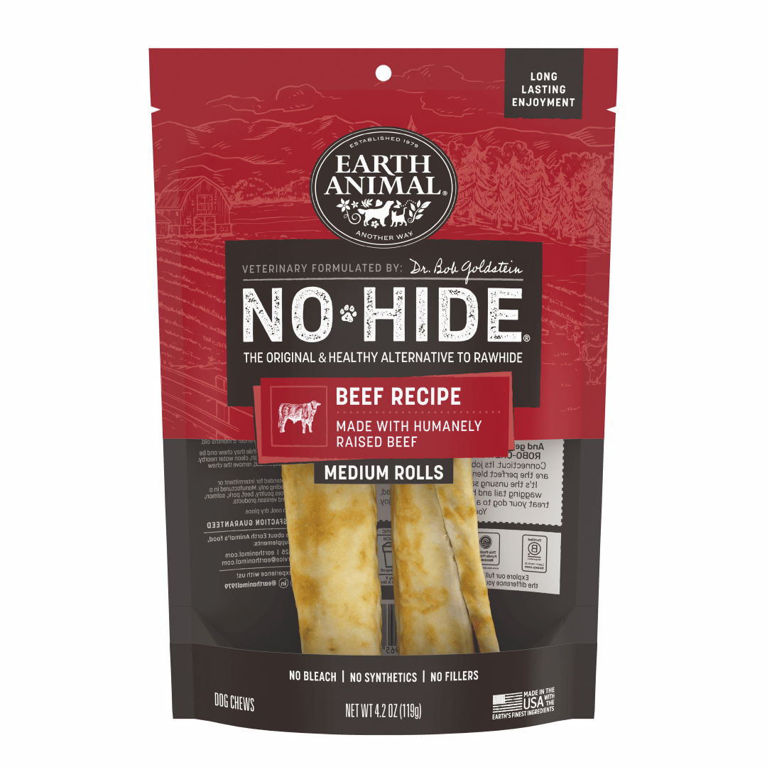 Earth Animal No-Hide Rolls Beef Recipe Medium Dog Chews, 2 Pack