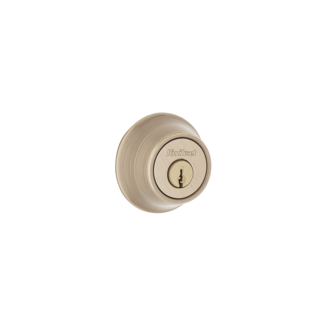 660 Round Single Cylinder Deadbolt in Antique Brass