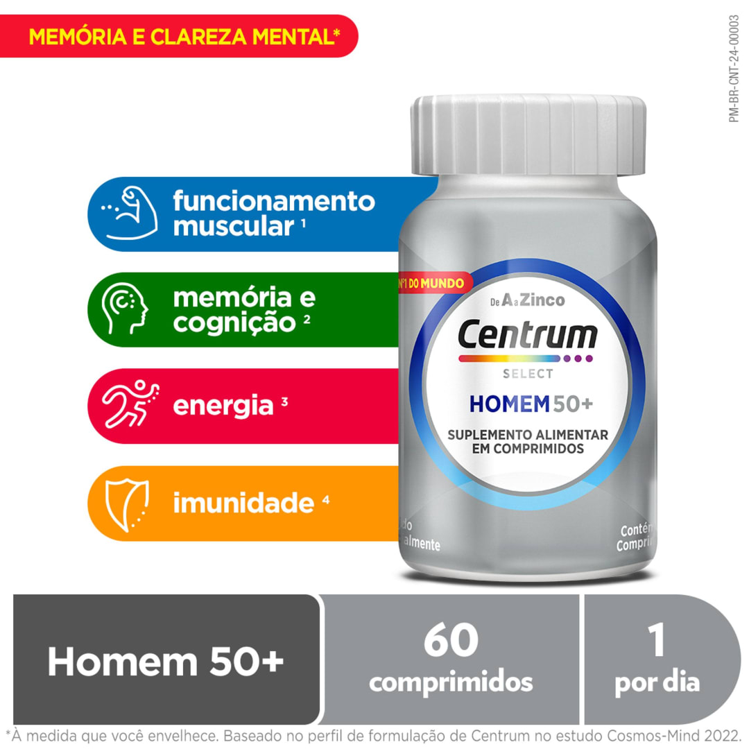 Centrum Select Multivitaminico Homem 50 + Vitaminas de A a Z 60 Comprimidos