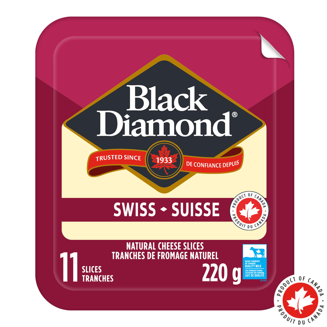 Black Diamond Natural Swiss Cheese Slices, 220g