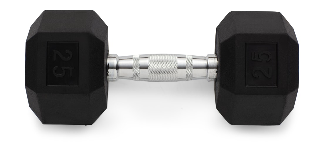 Rubber Hex Dumbbell, 25 Lbs.