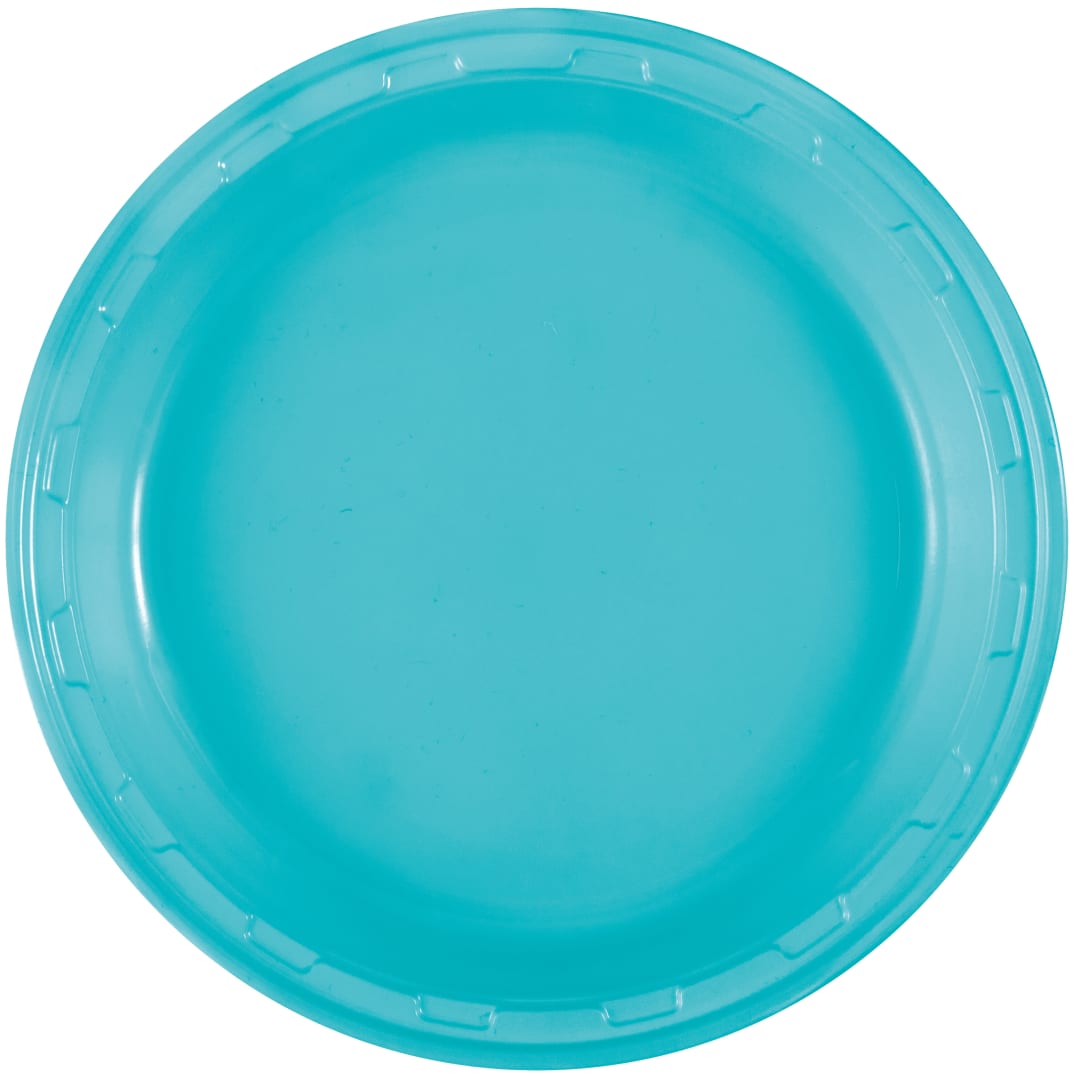 Terrific Teal Solid Round 10" Plastic Dinner Plates, 50ct
