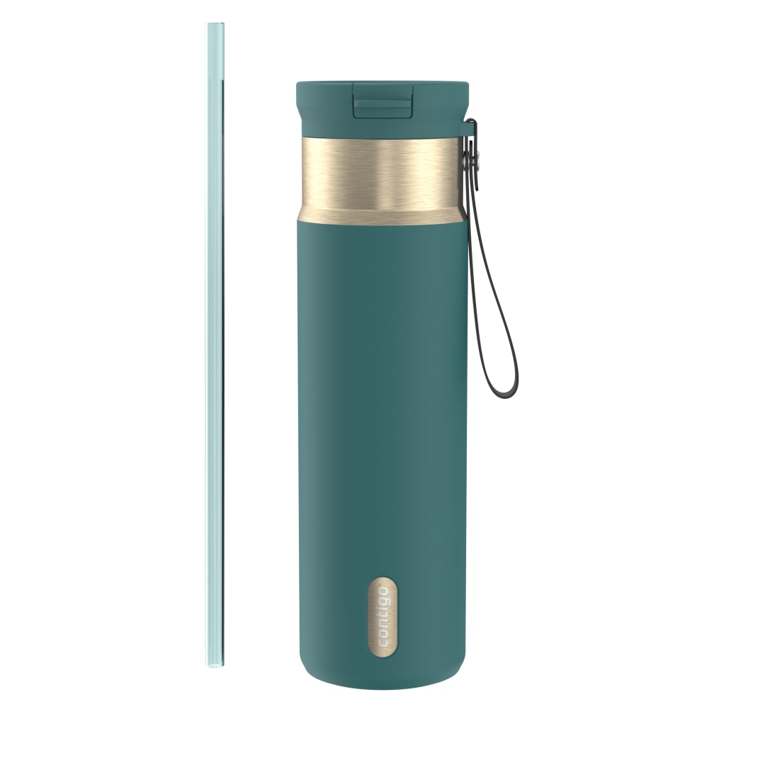 Contigo SnapSeal™ 24 oz Leakproof Stainless Steel Water Bottle with Carrying Strap and Reusable Straw