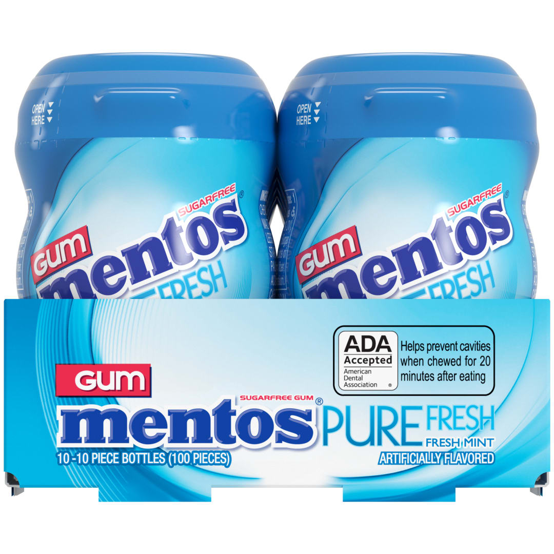 Mentos Gum Pure Fresh Sugar Free Chewing Gum Fresh Mint 10 pc Nano Bottles - 10 Pack