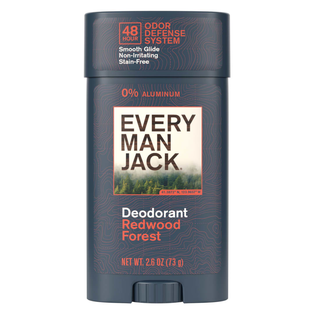 Every Man Jack Men's Deodorant - 48-Hour Odor Defense - Aluminum Free - Redwood Forest Scent - 2.6 oz