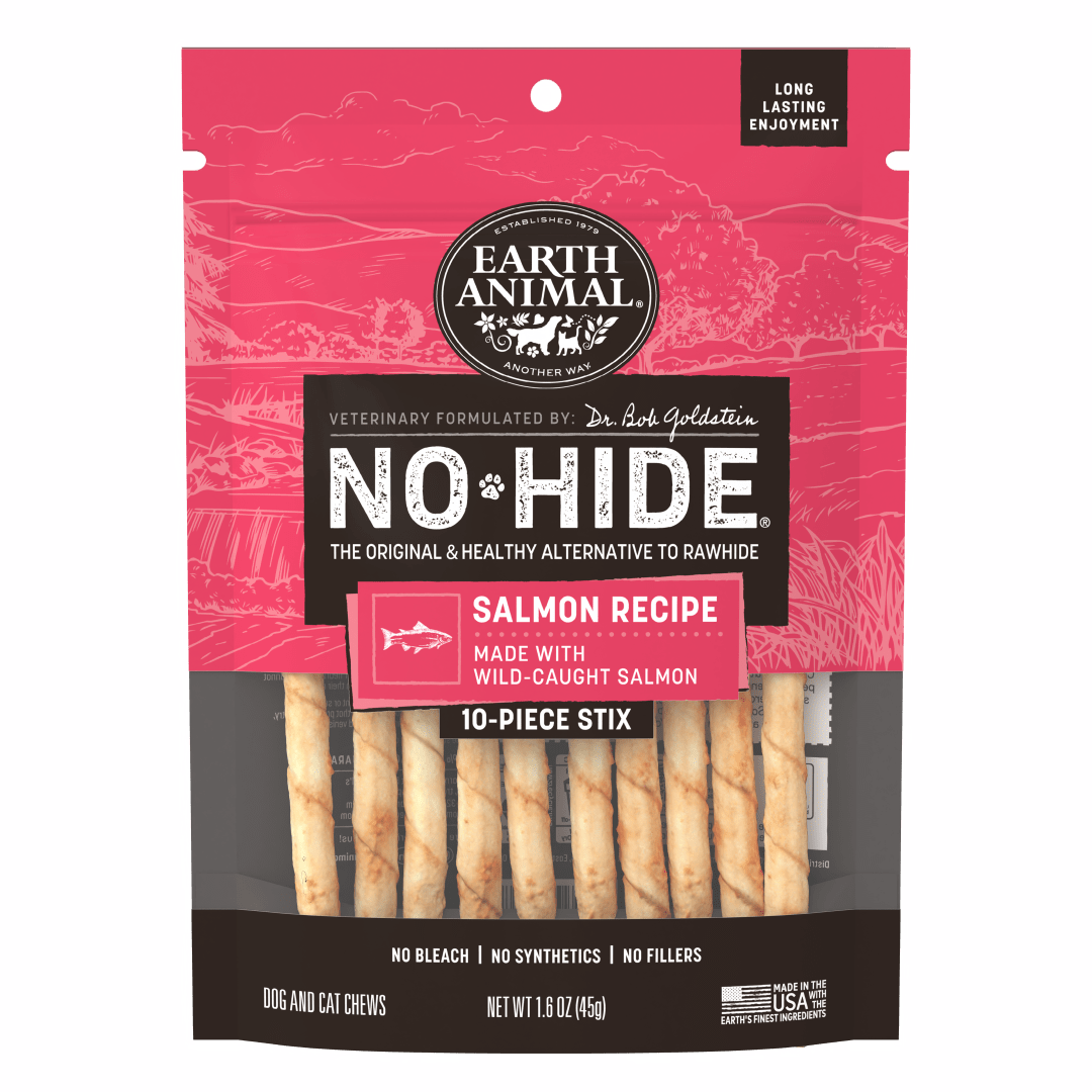 Earth Animal No-Hide Stix Salmon Recipe Dog & Cat Chews, 10 Pack