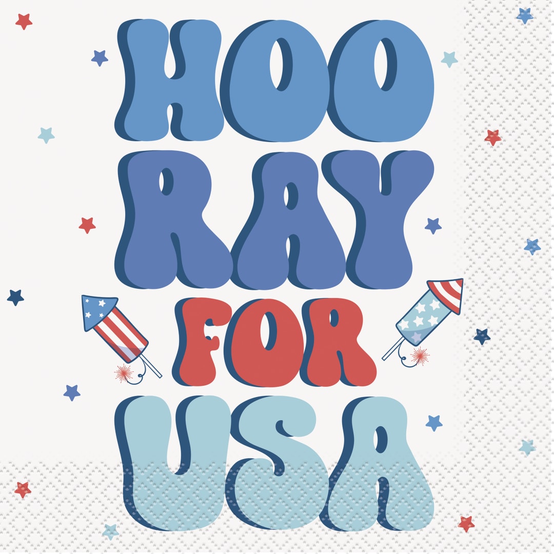 Retro USA "Hooray for USA" Luncheon Napkins, 16ct