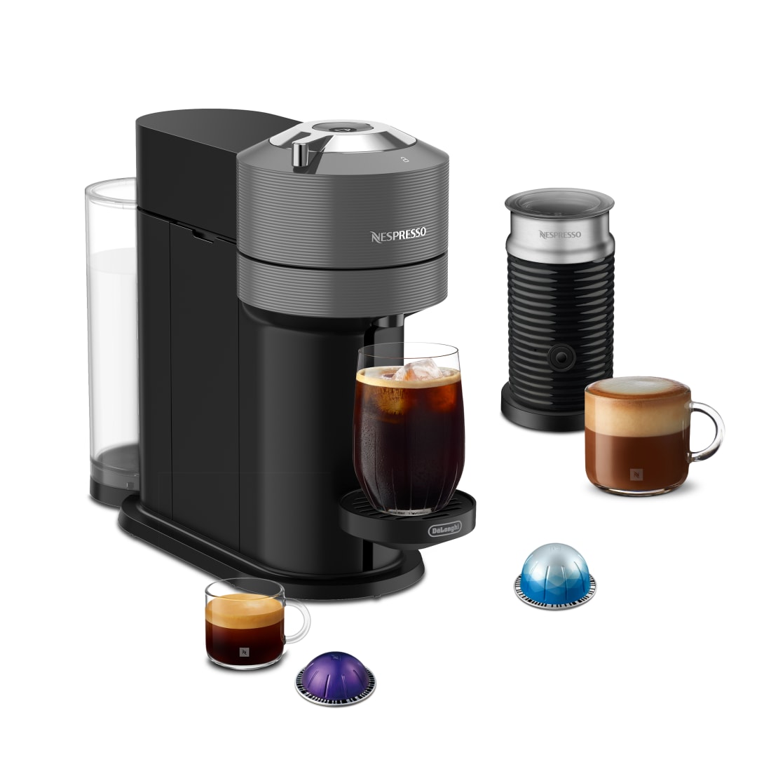 Nespresso Vertuo Next Coffee and Espresso Maker with Aeroccino3 Milk Frother by De'Longhi, Dark Grey