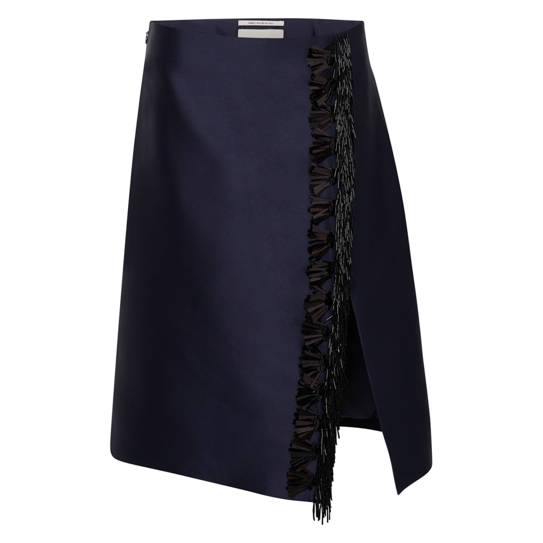 Wrap Skirt With Fringe Beading