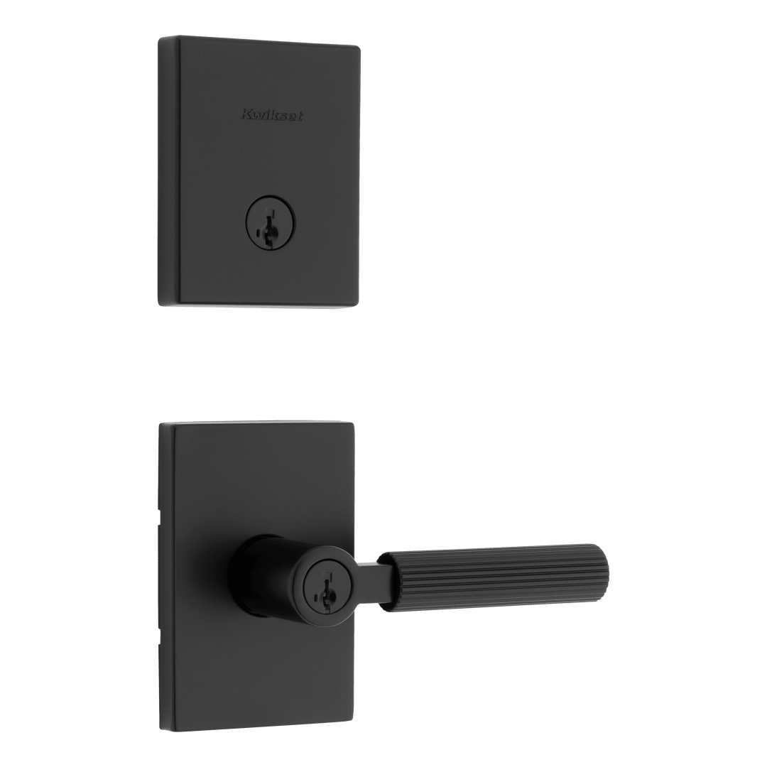 Mirada Keyed Entry Lever and Single Cylinder Deadbolt Combo Pack featuring SmartKey Security™ in Matte Black