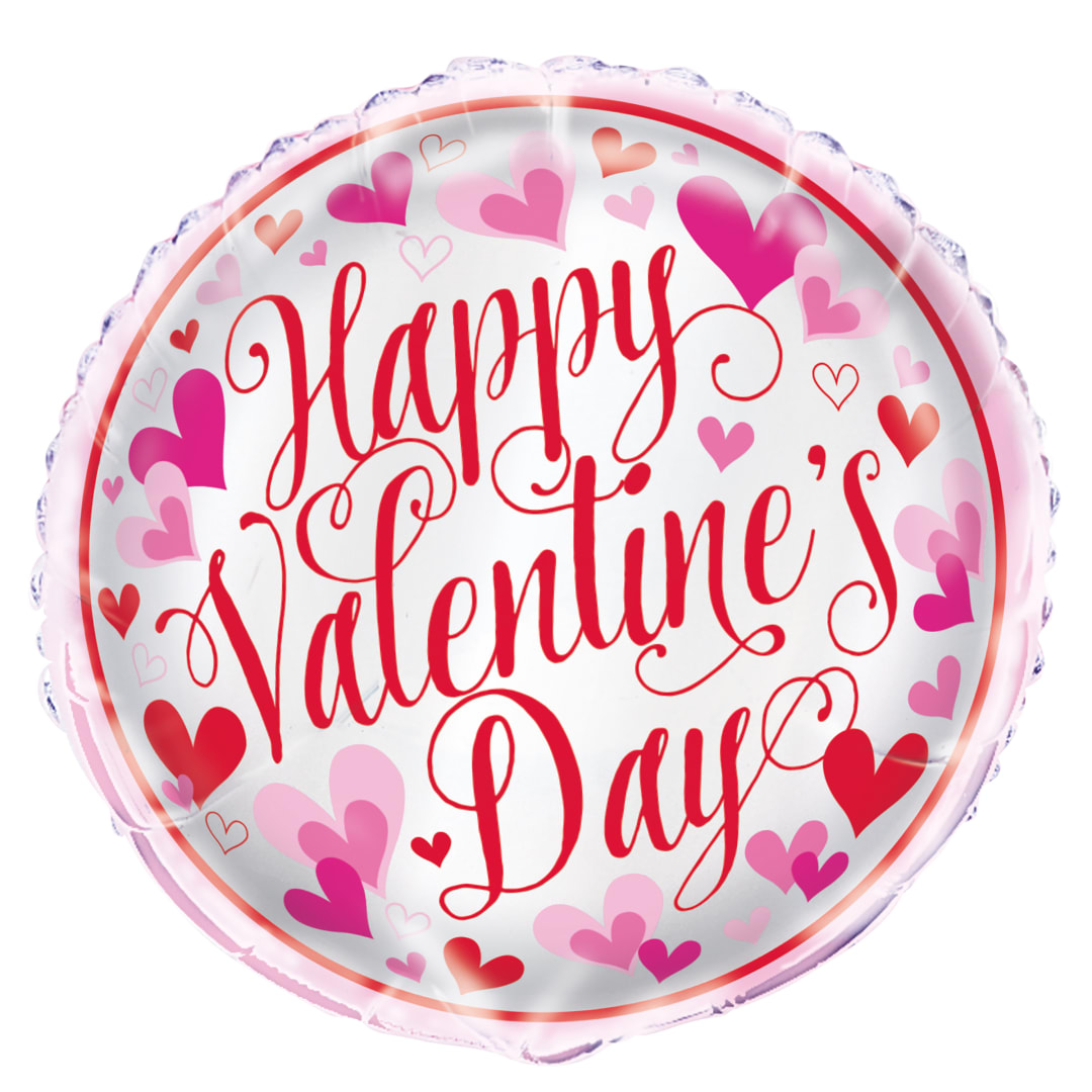 Red &amp; Pink Hearts Valentine's Day Round Foil Balloon 18", Bulk