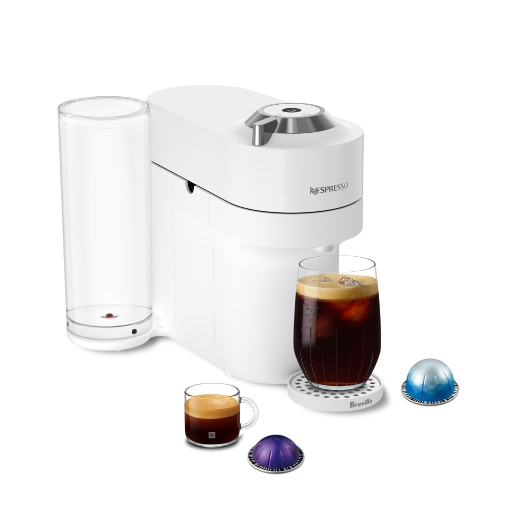 Nespresso Vertuo Pop+ Deluxe Coffee and Espresso Maker by Breville Full White and Chrome