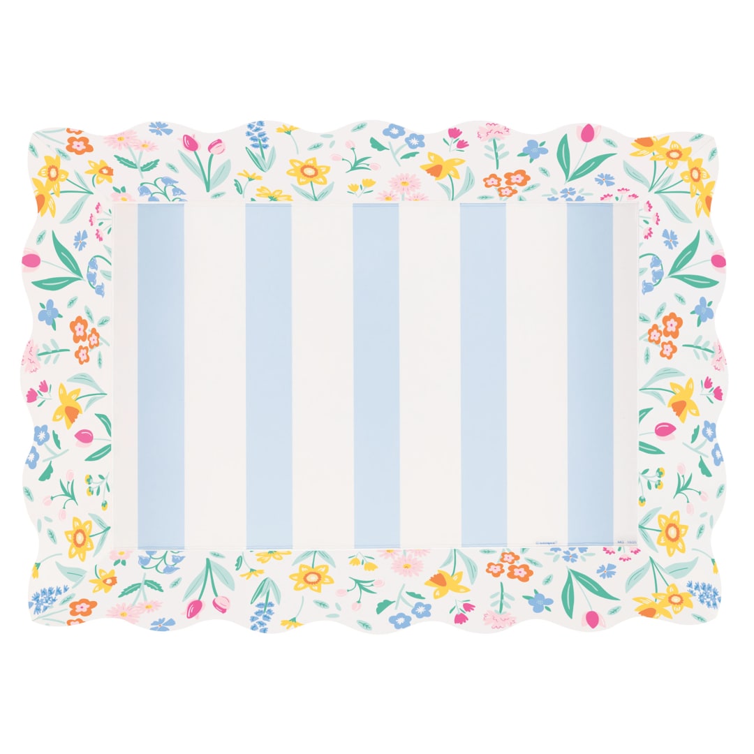 Pastel Spring Scalloped-Edge Paperboard Serving Tray