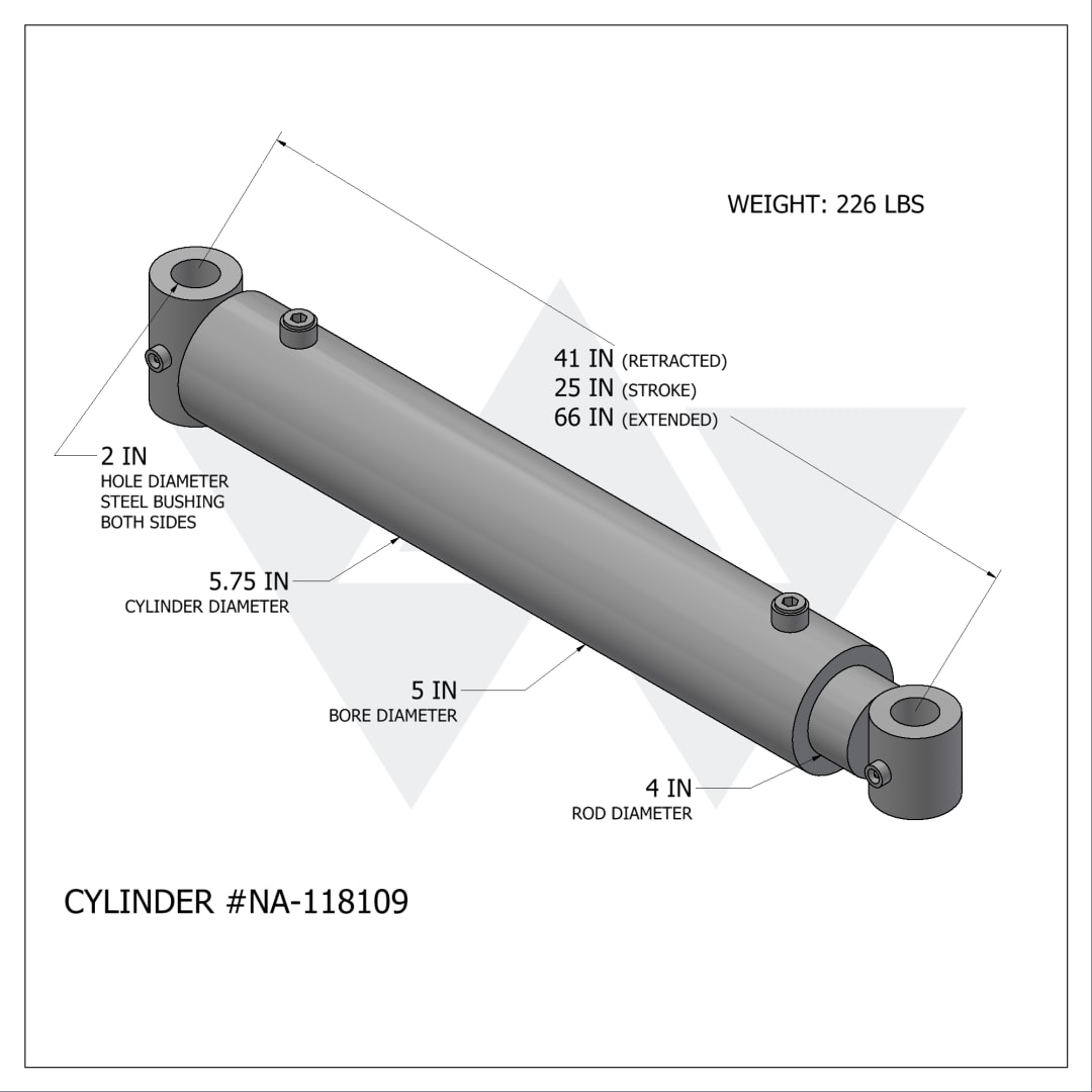Wastebuilt® Replacement for New Way Sweep Cylinder 32 Yd KC-20,25 (5" X 4" X 25")
