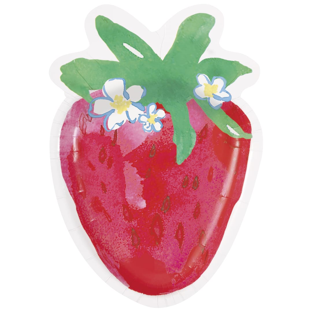 Sweet Strawberry Strawberry-Shaped 10" x 7" Plates, 8ct