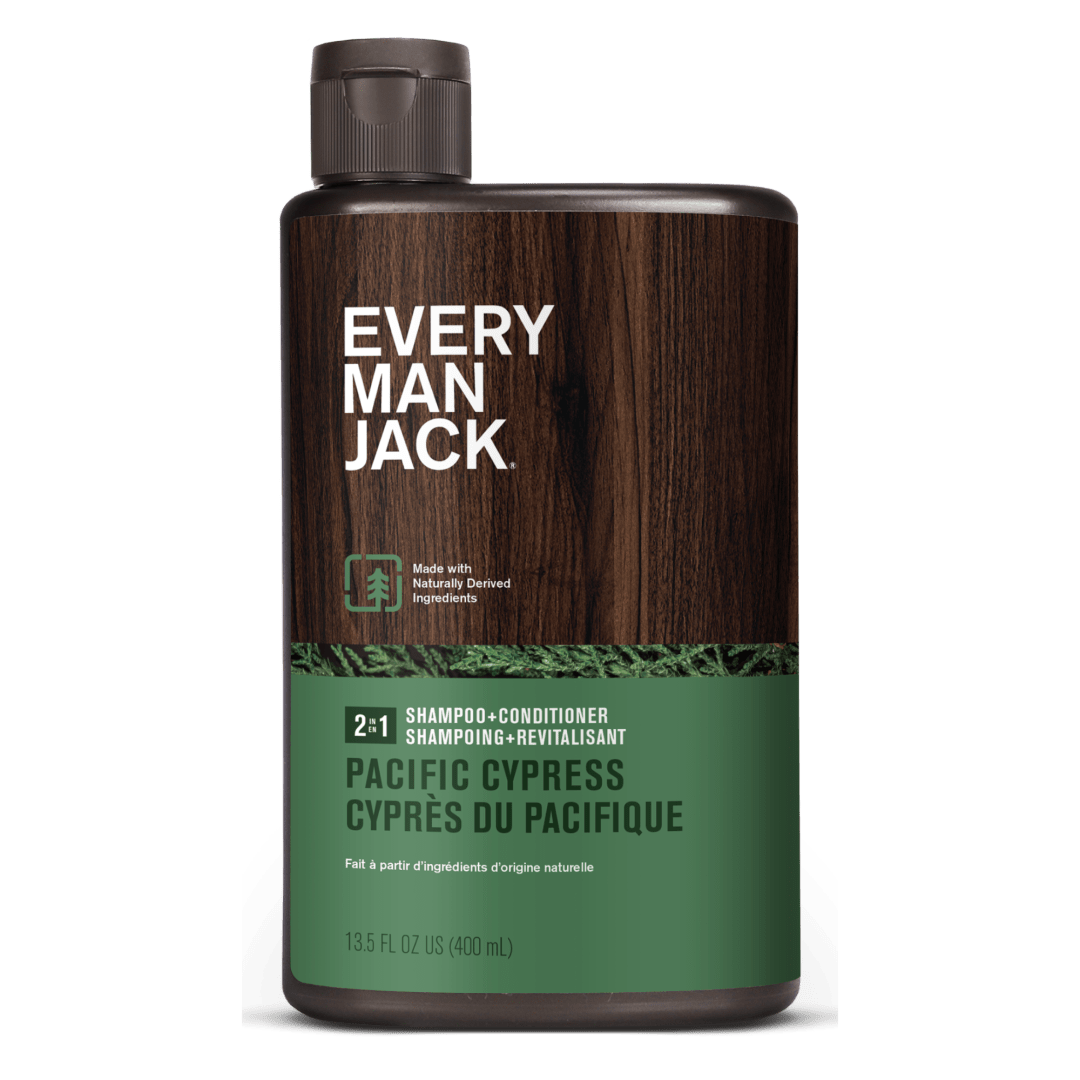 Every Man Jack 2-in-1 Daily Shampoo + Conditioner - Pacific Cypress | Nourishing For All Hair Types, Naturally Derived, Cruelty-Free Shampoo and Conditioner Set for Men | 13.5oz