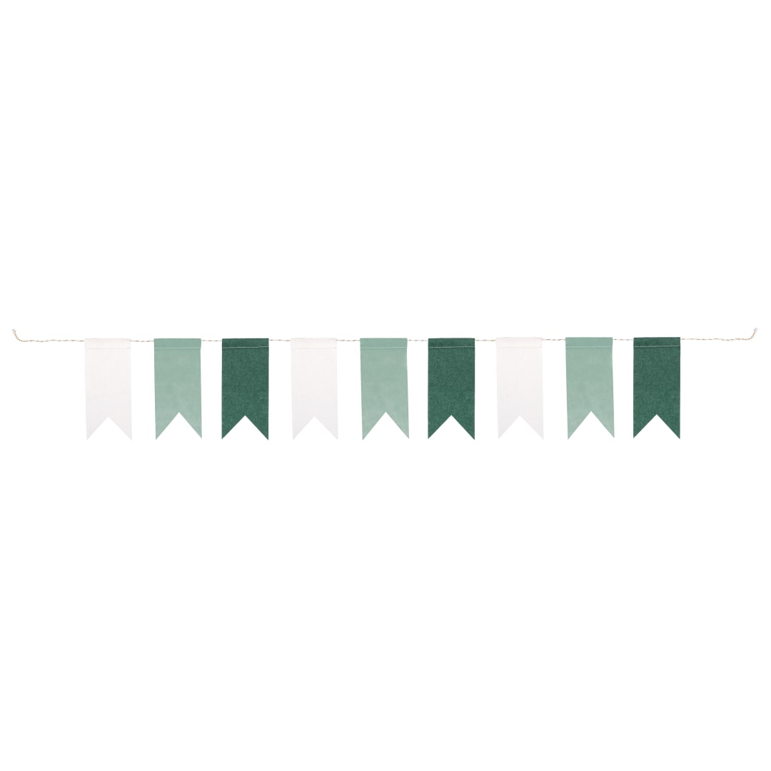 Light Green, Dark Green &amp; White Felt Pennant Banner, 4ft