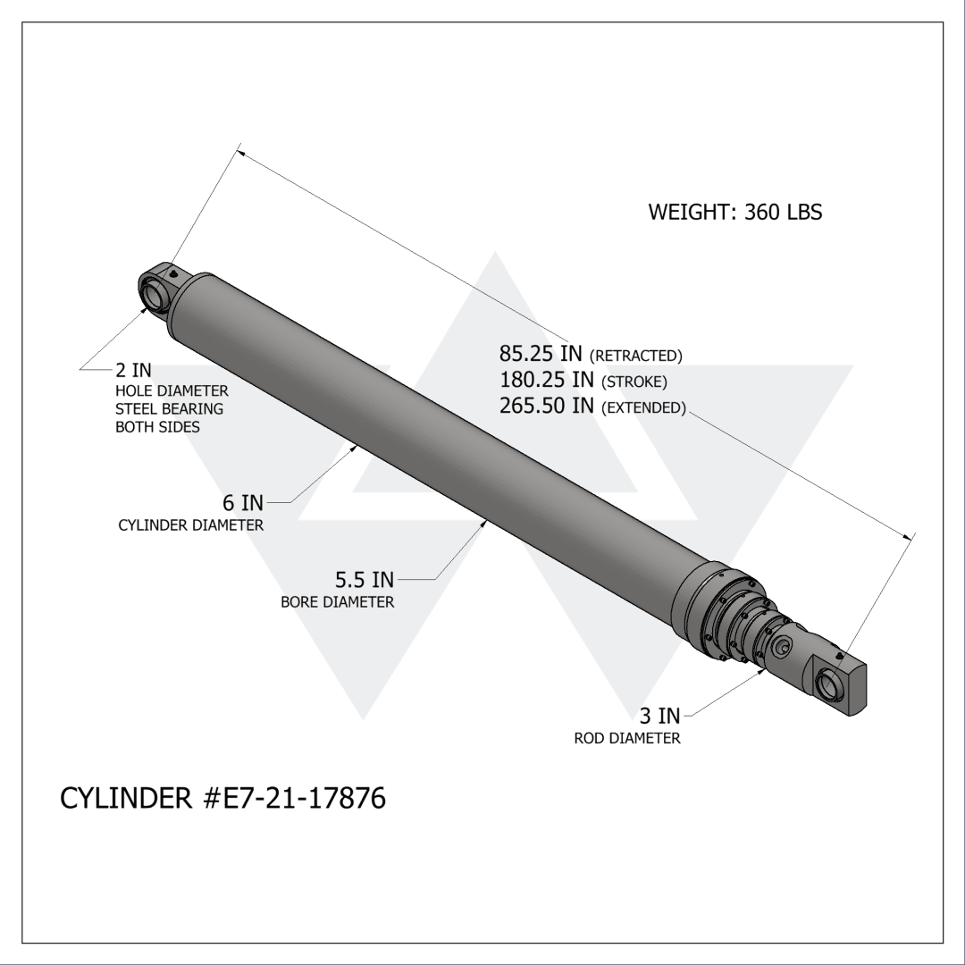 Wastebuilt® Replacement for E-Z Pack Hercules Front Loader Ejector Cylinder (5"-4"-3" X 180.25")