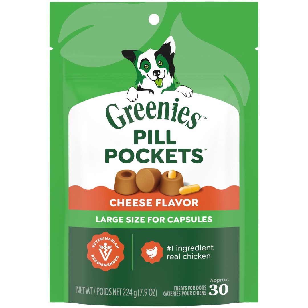 GREENIES PILL POCKETS for Dogs Capsule Size Natural Soft Dog Treats, Cheese Flavor, 7.9 oz. Pack (30 Treats)