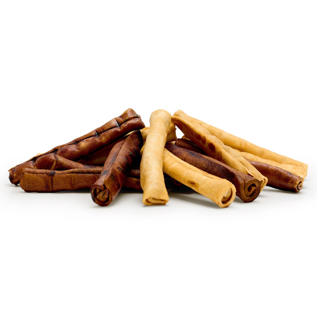 Treatly 100% USA Made Beefhide Chip Rolls Dog Chew Treats, Chicken/Beef Assorted Dog Chew Treats, Small, 18 Pack
