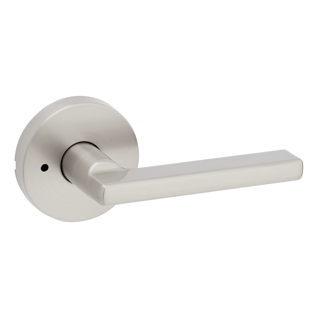 Halifax Bed/Bath Door Lever with Round Rosette in Satin Nickel