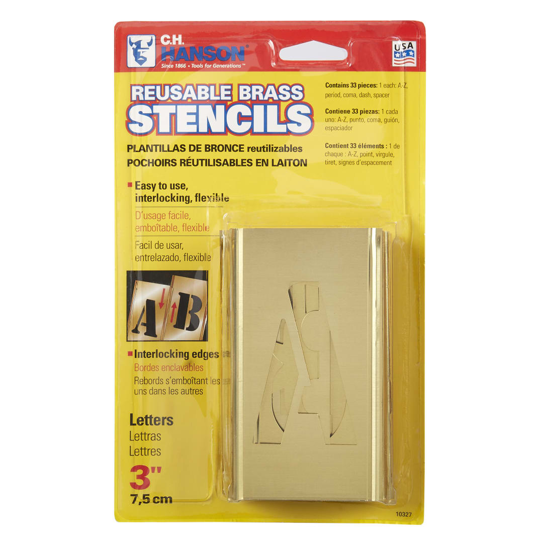 Stencil Set-Letter 3" Brass 33 Pieces