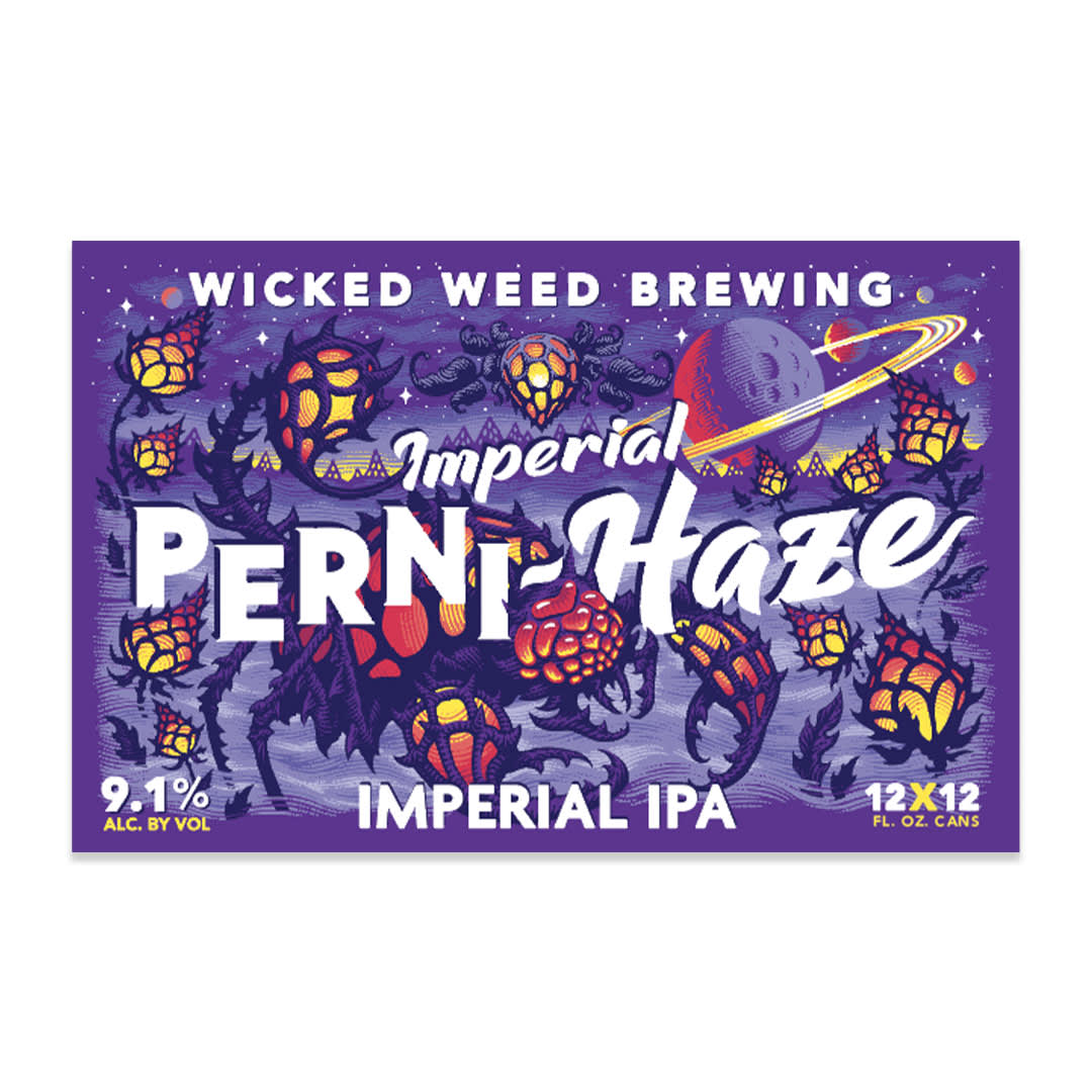 Wicked Weed Imperial Perni-Haze IPA Craft Beer, 12 Pack 12 fl oz Cans