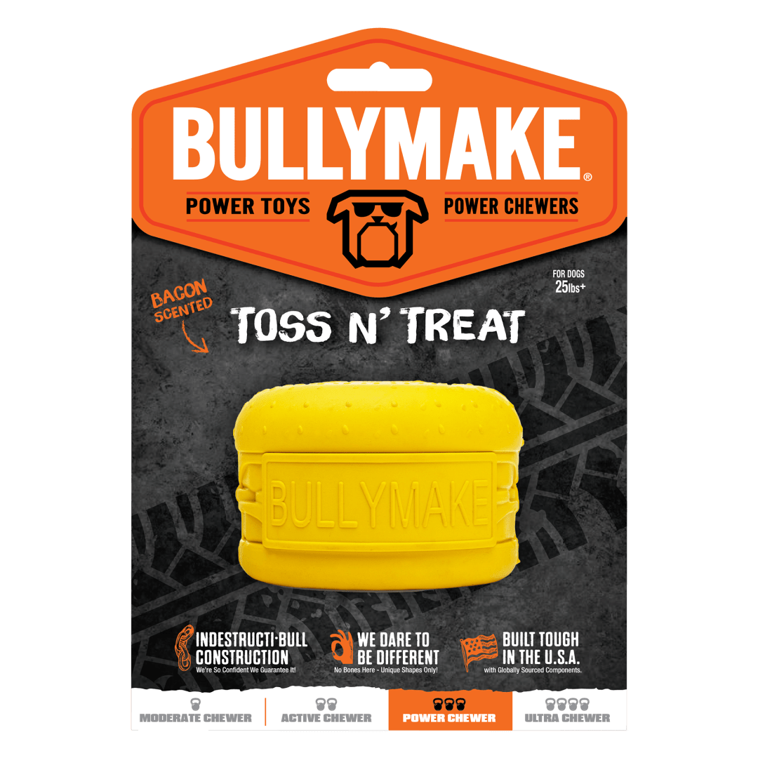 BULLYMAKE Toss N' Treat Yellow Cheeseburger - Bacon Scented