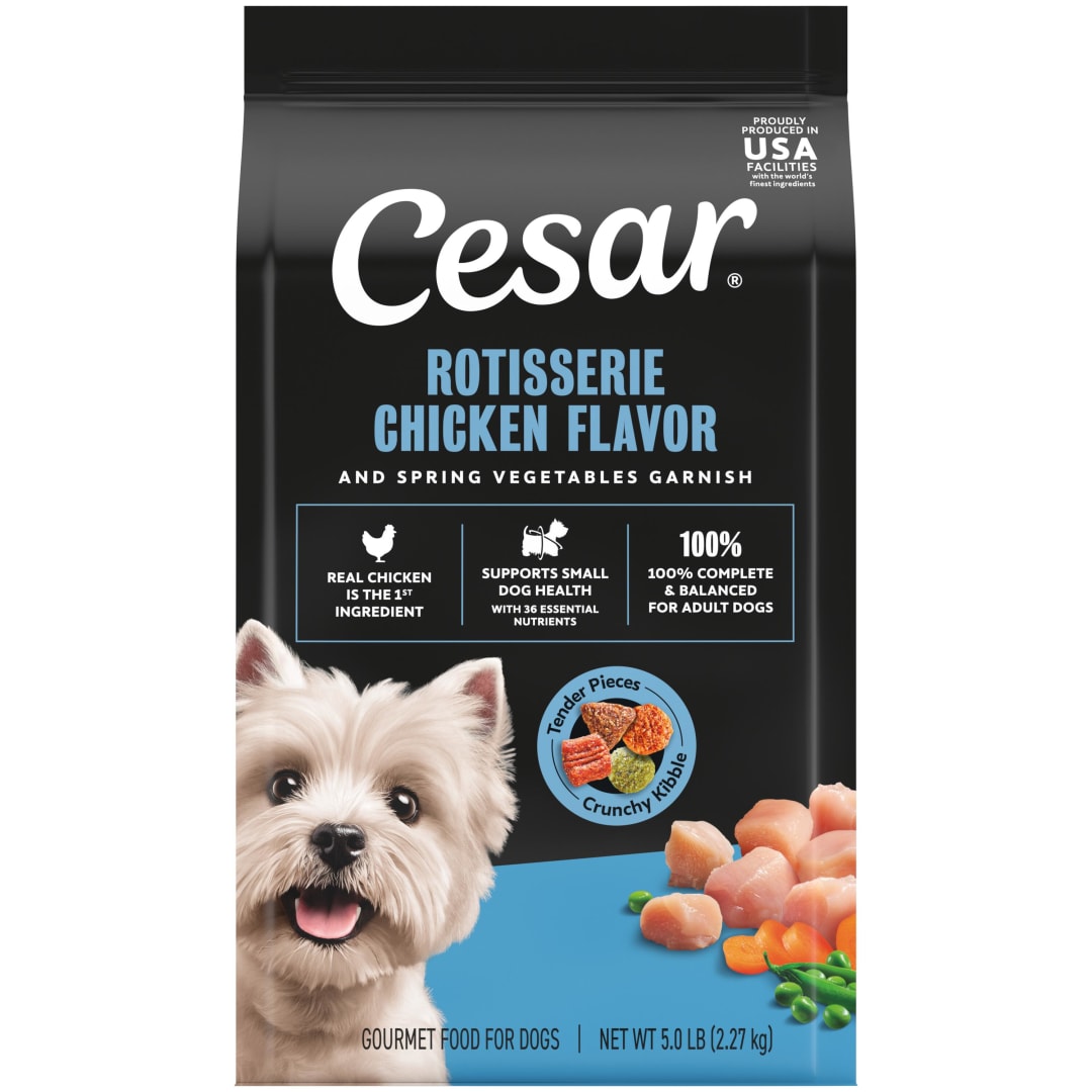 Cesar Chicken Flavor and Vegetable Garnish Small Breed Dry Dog Food Chicken, 5 lb Bag