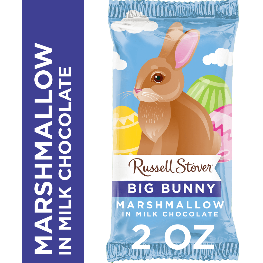 RUSSELL STOVER Easter Bunny Marshmallow Milk Chocolate Candy Rabbit, 2 oz.