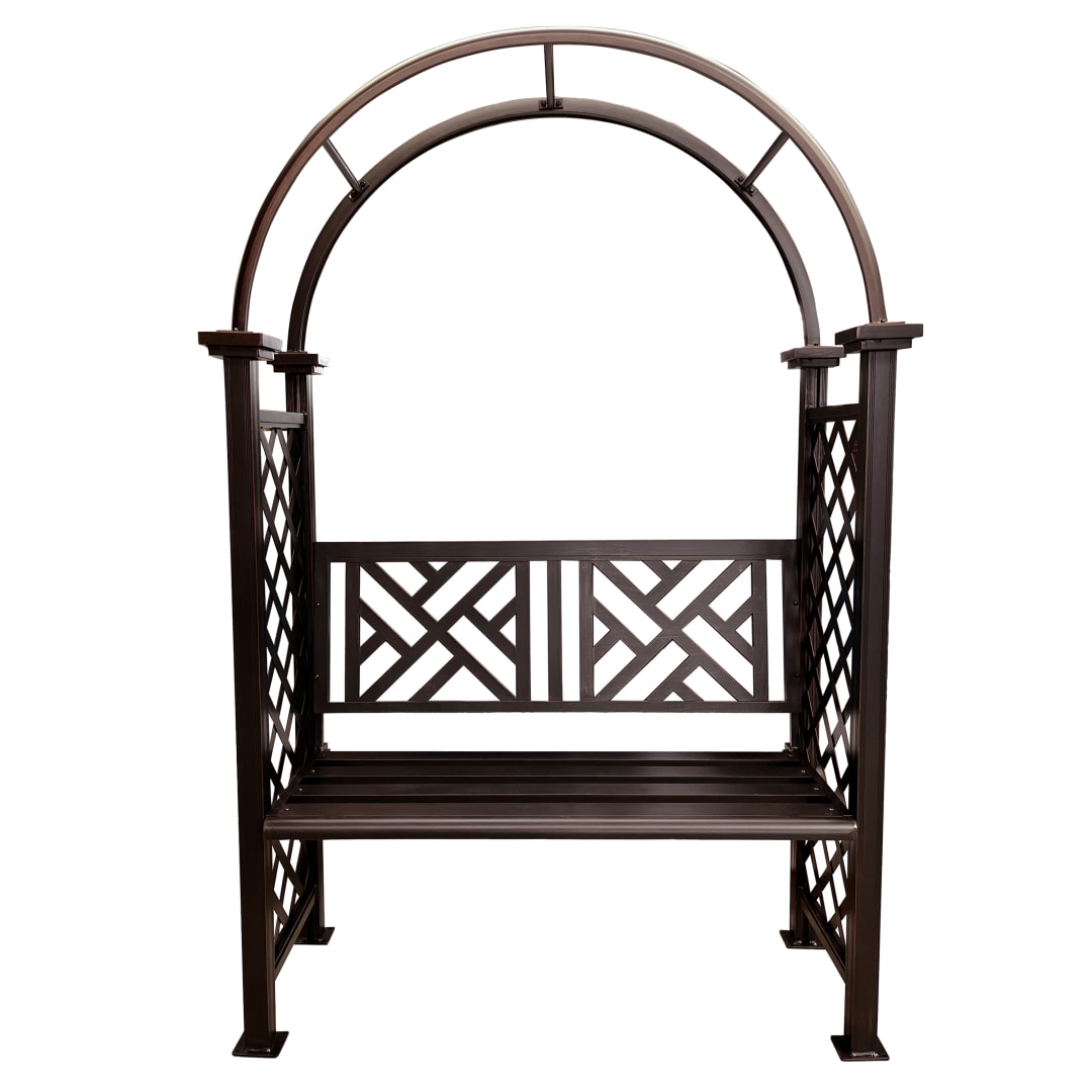 Bronze Aluminum Garden Arbor Arch with 2-Seater Bench