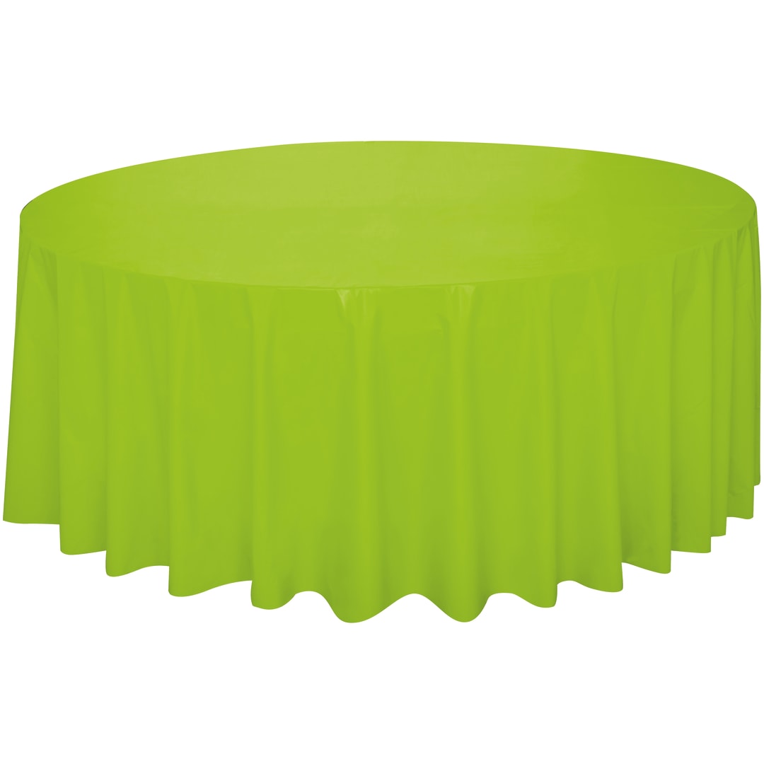 Neon Green Solid Round Plastic Table Cover, 84"