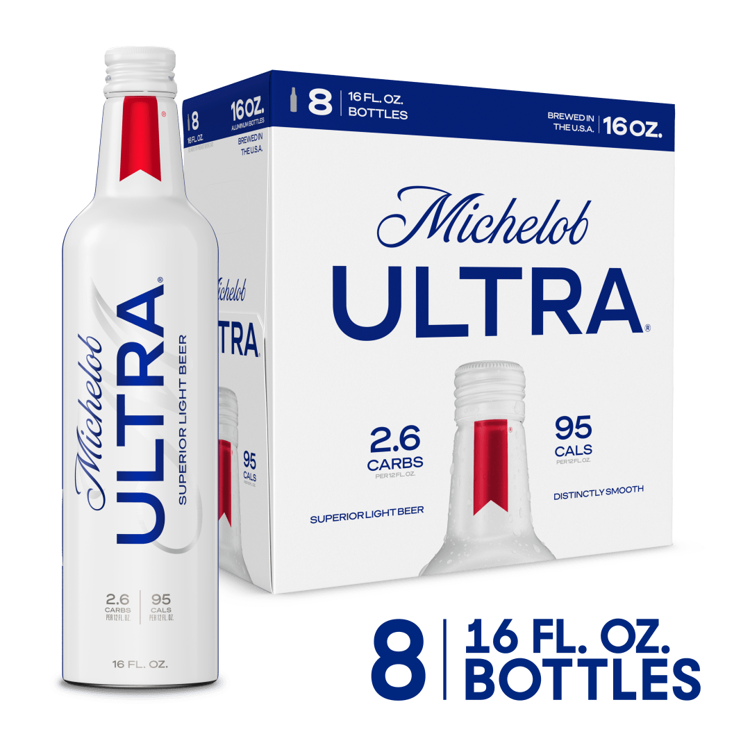 Michelob ULTRA Superior Light American Lager Beer 8 Pack, 16 fl oz Bottles