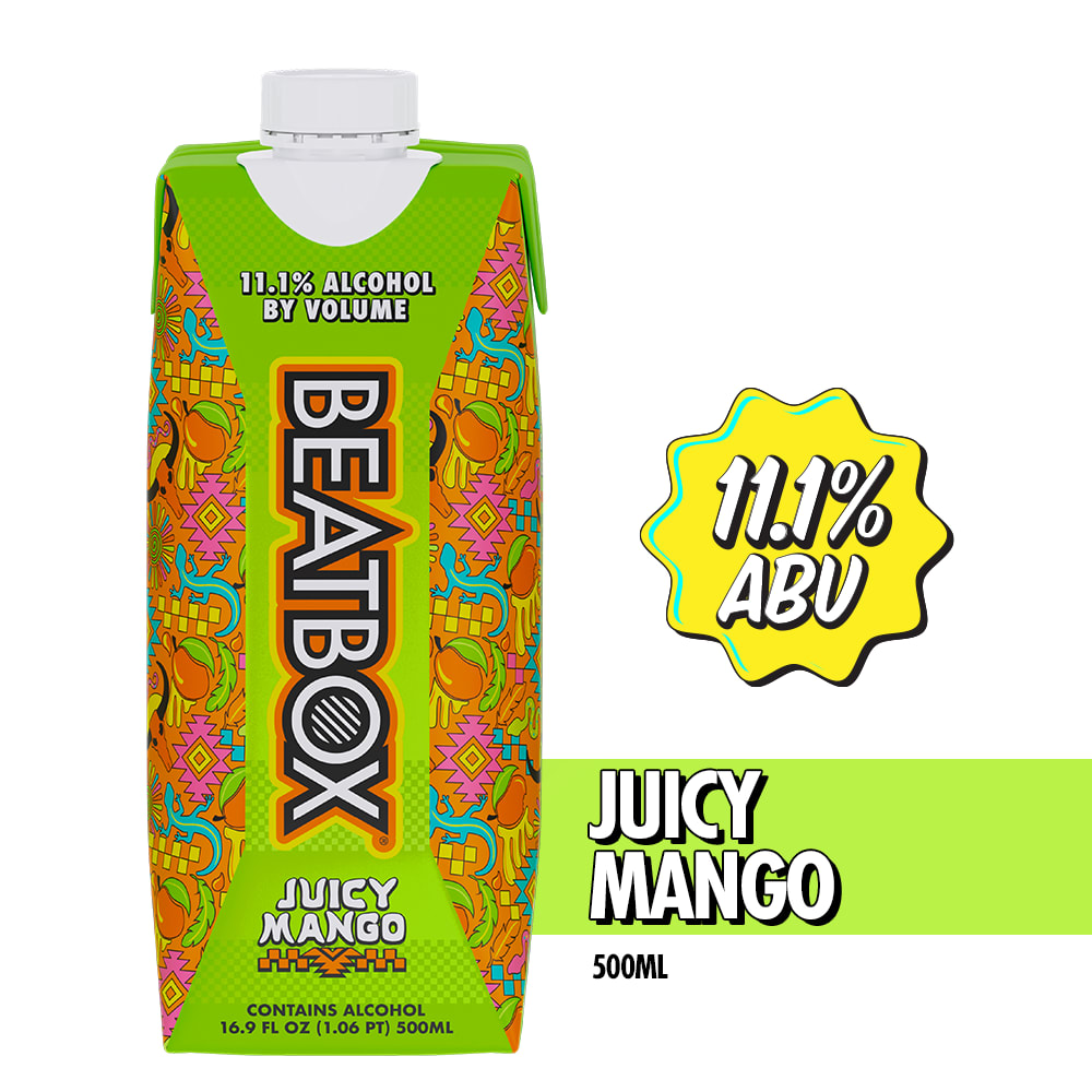 BeatBox Juicy Mango Wine Cocktail, 11.1% ABV, 500 mL Tetra Pak