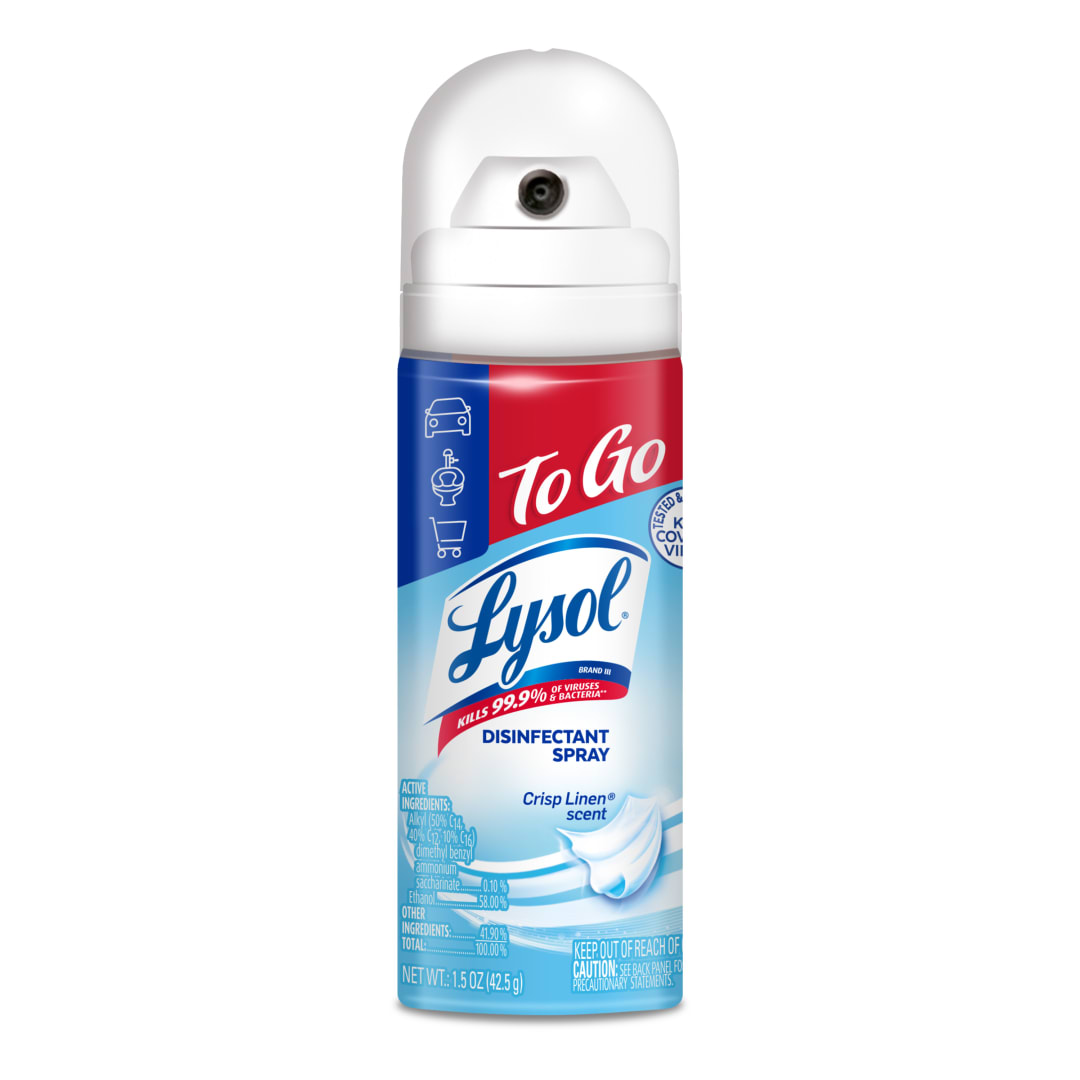 LYSOL® Disinfectant Spray - `To Go` - Crisp Linen® 12/1.5 oz.