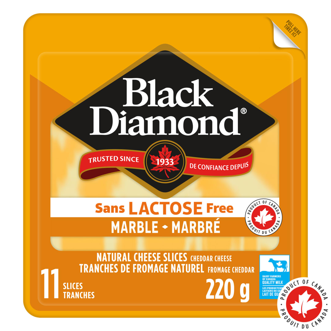 Black Diamond Lactose Free Marble Natural Cheese Slices, 220g