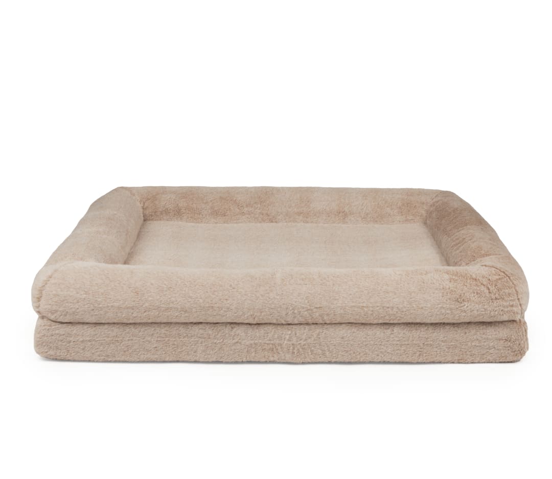 FurHaven Snuggler Orthopedic Bolster Dog Bed, Washable Cover, Large, Mink