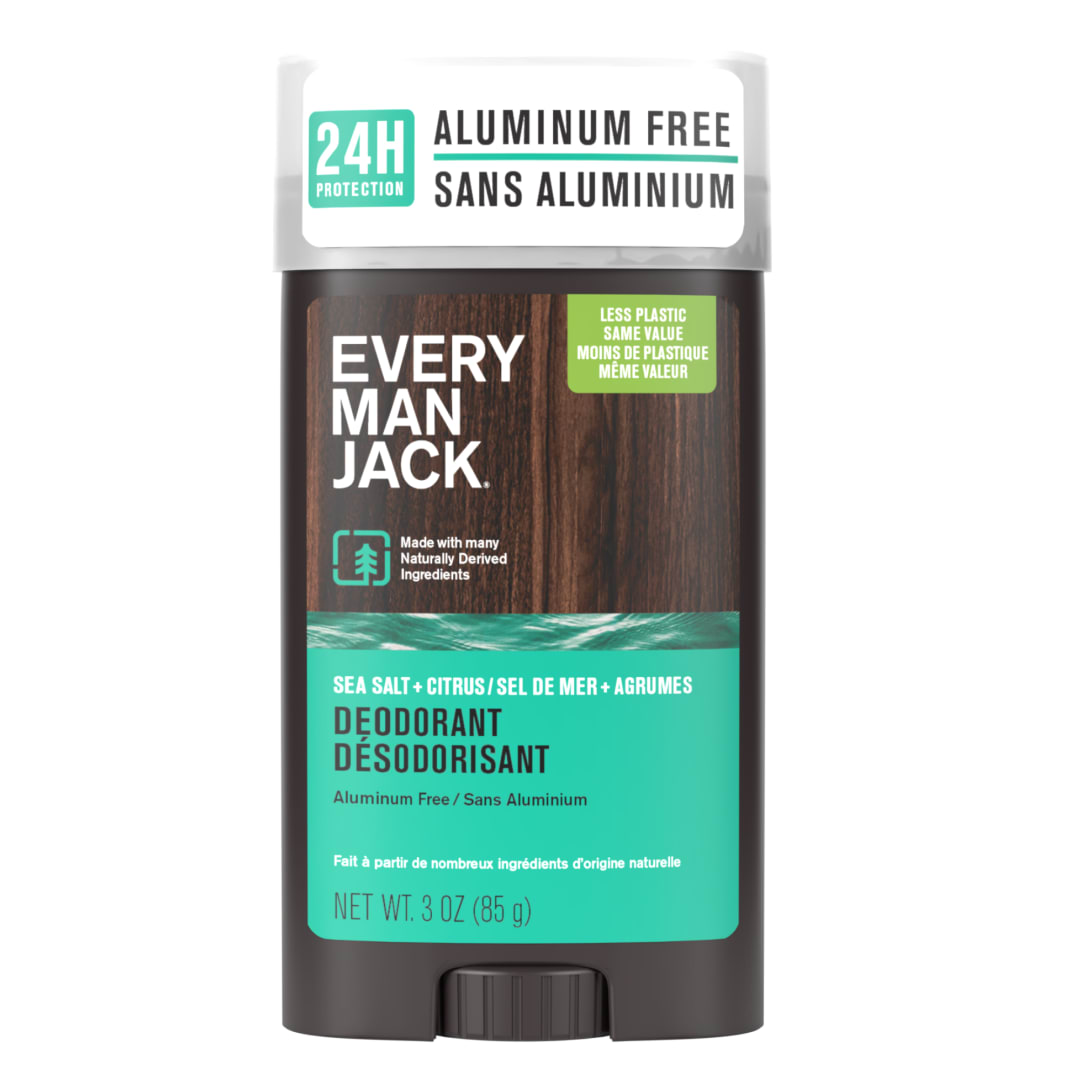 Every Man Jack Sea Salt + Citrus Aluminum-Free Deodorant for Men, Naturally Derived, 76g