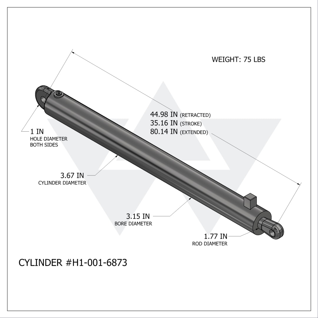 Wastebuilt® Replacement for Heil Tailgate Raise Cylinder (3.15" X 1.77" X 35.16")